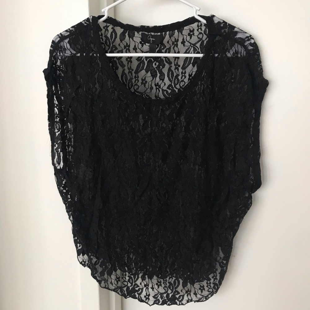 AQUA Flowy sheer lace top